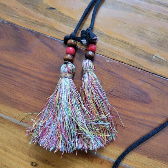 Uzbek Vintage Boho Embroidered Vest Birds & Floral Pattern‎ Black Festival M - Picture 6 of 9